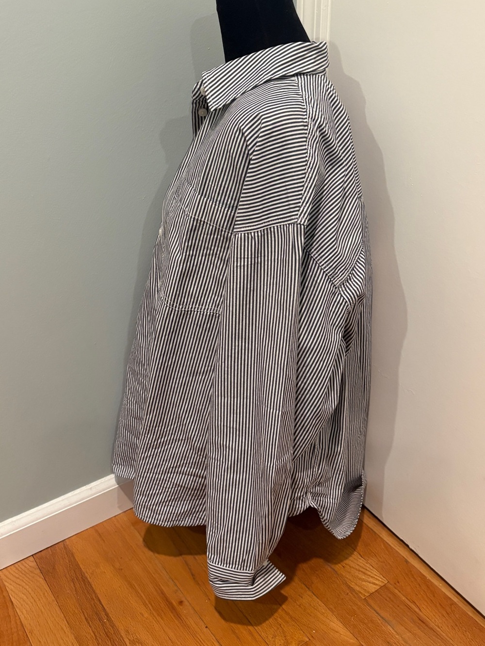 J. Crew White and Navy Stripe Button-Down Shirt - Picture 3 of 7